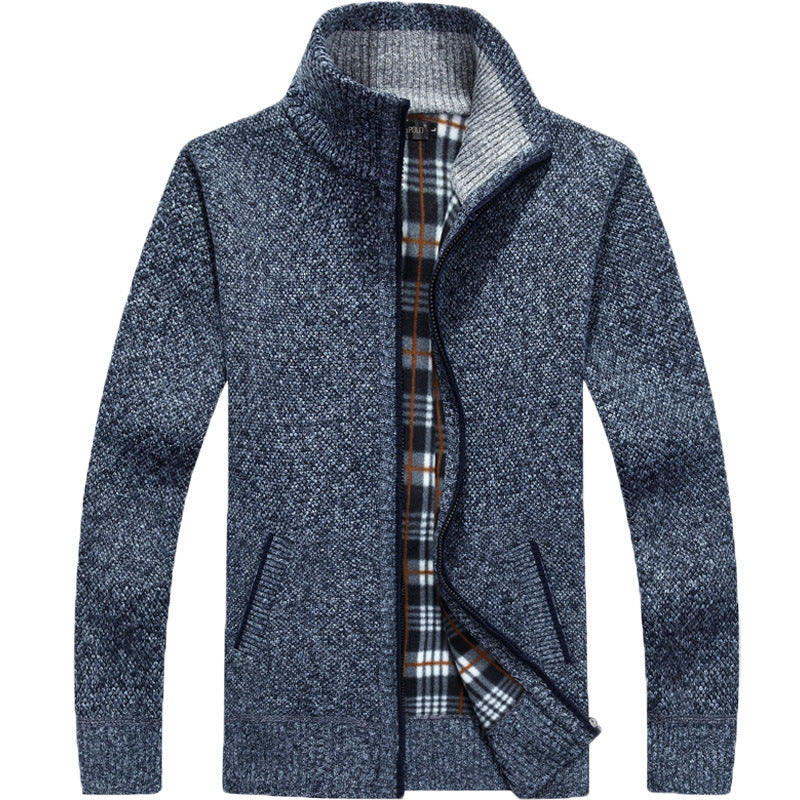 Men's Lined Zip-Up Warm Sweater - LessBarriers